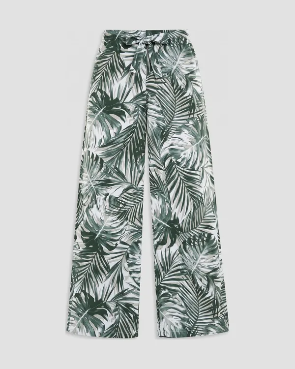 Palm-print wide-leg trousers